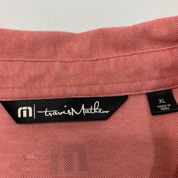 Travis Mathew Polo Shirt Mens XL Primrose Pima Cotton Blend Chest Stripe Golf - Picture 3 of 10